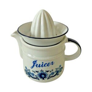 Small Vintage Juicer Ceramic Porcelain Blue White Teapot Spout Lemon Lime